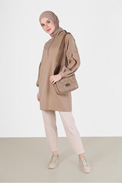 Alvina LEATHER STRIP DETAIL ZIPPERED TUNIC 42322