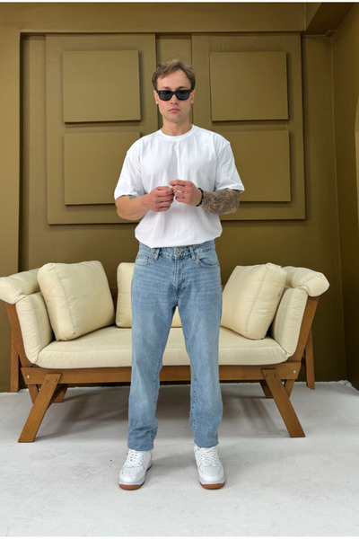 corfixman Boyfriend Buz Mavisi Pantolon