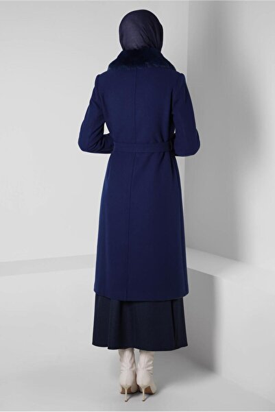 Alvina Fur Detailed Belted Coat 90414