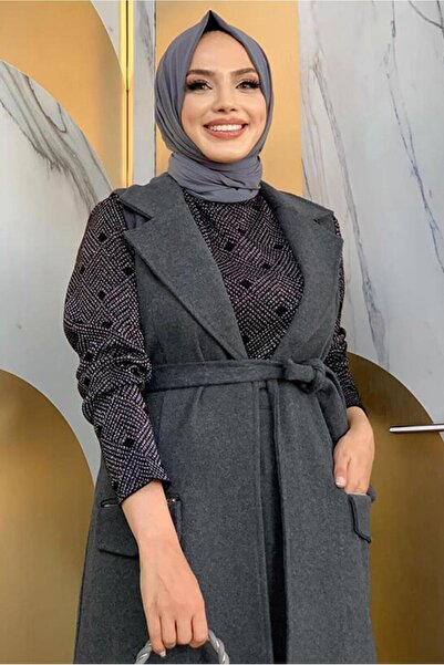 TRENDTESETTÜR WOMEN'S GRAY (ANTHRACITE) BELLOWED SPOON VEST T 1277