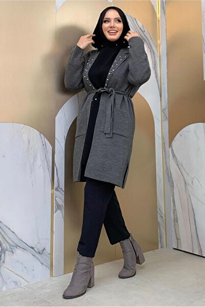 TRENDTESETTÜR Γυναικεία Γκρι (SMOKED) Πλεκτή Ζακέτα T 7161