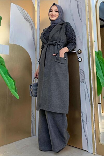 TRENDTESETTÜR WOMEN'S GRAY (ANTHRACITE) BELLOWED SPOON VEST T 1277