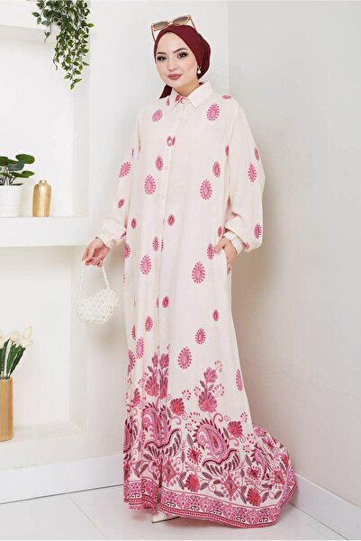 TRENDTESETTÜR Women's Pink Patterned Dress t 1888