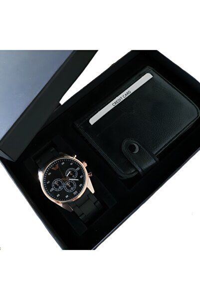 serbestmoda Erkek Kol Saati Cüzdan Saat Seti Özel Kutusunda Babalara Hediye