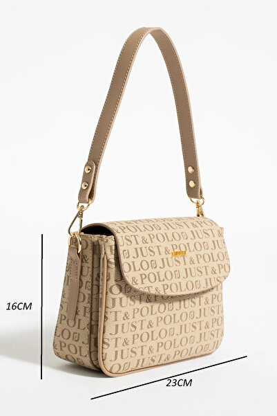 Just Polo Women's Sand 2 Compartment Shoulder Bag Monogram 2197mh