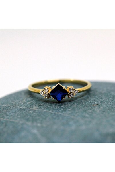 FasekGold Gümüş Yüzük - Safir Carolin Alyans Yüzük - 0.40 Ct Nano Safir 925 A...
