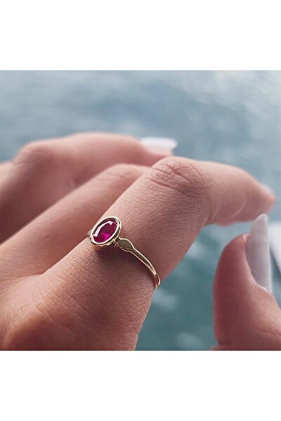 FasekGold Gümüş Yüzük - Ruby Taşlı Tek Taş Evlilik Teklifi Yüzüğü-0.90 Karat Kristal Opal 925 Ayar Gümüş Yüzük