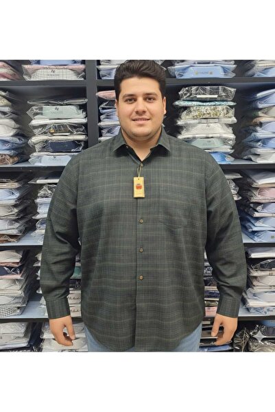 Grand Star Daily 100% Wool Collar Hidded Button Patterned Pocket Battal Size Men's Winter Shirt