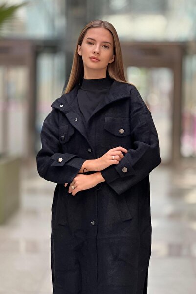Ghisa Knitwear Coat with Epaulettes and Drawstring Waist