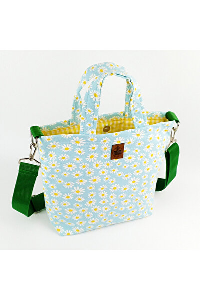 woodycord El Yapımı Mavi Papatya El ve Omuz Çantası