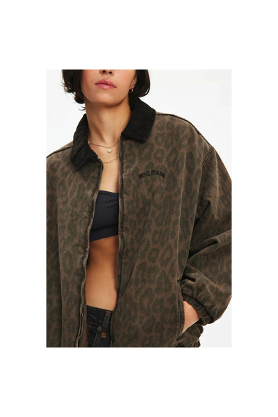Mokşa Leopar Bomber Unisex Ceket Oversize Mevsimlik Kaban