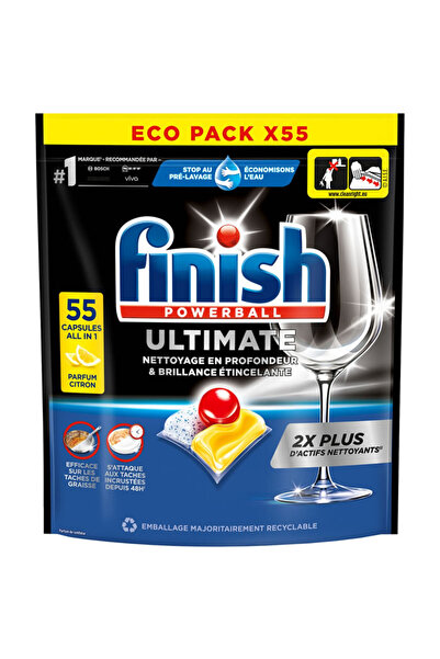 Finish Ultimate All in 1 Lemon Sparkle dishwasher detergent capsules, 55 washes
