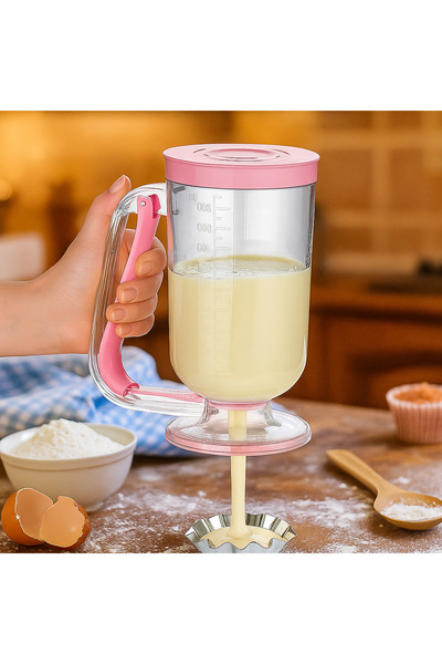 ROYALGROSS Pankek Dağıtıcı Hamur Porsiyonlayıcı Şekillendirici 900 ml Dökme Aparatı Pembe