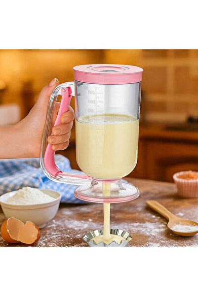 Homea Pankek Dağıtıcı Hamur Porsiyonlayıcı Şekillendirici 900 ml Dökme Aparatı Pembe