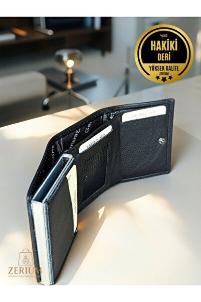 ZERİUM Genuine Leather Axton – Genuine Leather Mechanism Premium Men's Wallet and Card Holder