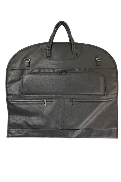 Lord Pu Deri Takım Elbise Taşıma Çantası Fermuarlı Uzun Askılı Elde Taşıma Siyah