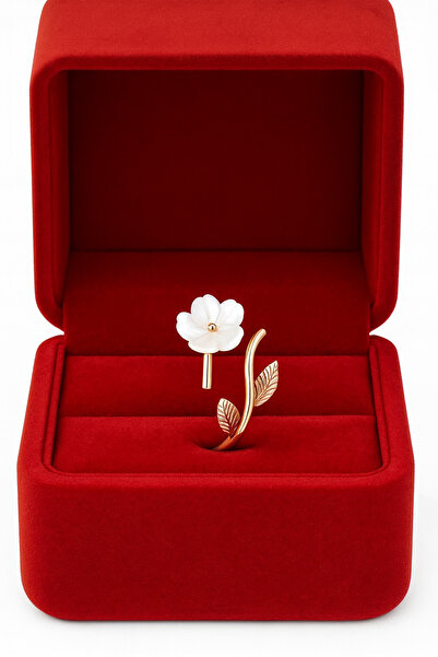 A-STİL TAKI 925 Ayar Gümüş Hediye Kutu Zirkon Taşlı Manolya Çiçeği Yüzük