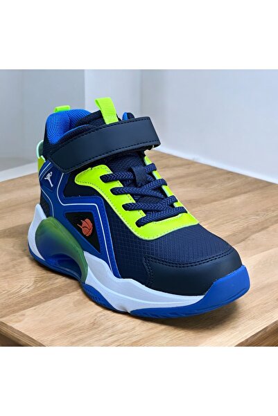 pepino Дитячі баскетбольні кросівки з нековзною підошвою, сітчастою вставкою та липучками, чорно-оранжеві