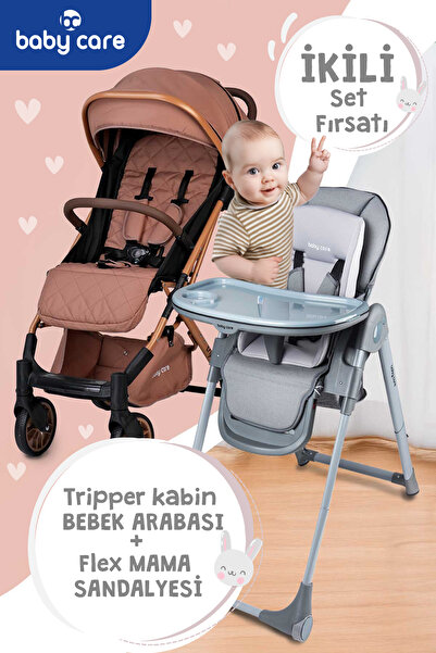 ASANSÖRLÜ MAMA SANDALYESİ & ÇEKÇEKLİ KABİN BEBEK ARABASI 2İN1