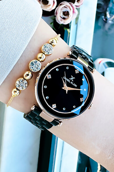 Daniel Klein Kadın Kol Saati 3 Atm Su Geçirmez ,kesme Cam,siyah Renk Çelik Kordon Gdkb2003c7