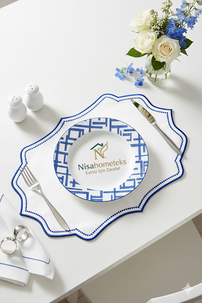 Nisahometeks 2 Adet Nakışlı Keten Amerikan Servis - Keten Supla