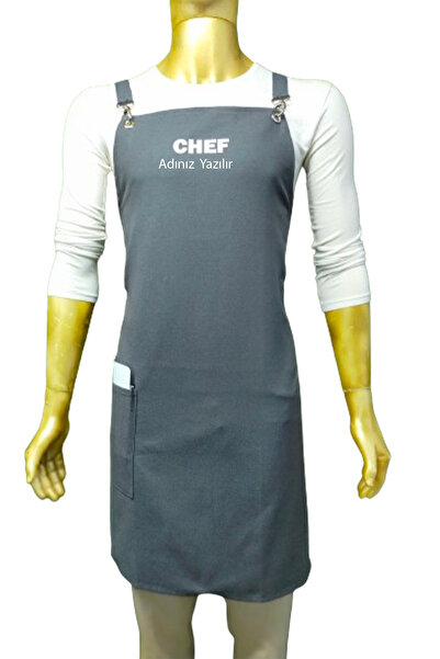 Mutfakta Moda Special Kitchen Cook Apron / Special Water and Stain Resistant Fabric Professional Master Chef Apron Anthracite