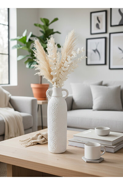 Living مزهرية سيراميك بمقبضين، تصميم ريفي، ارتفاع 50 سم