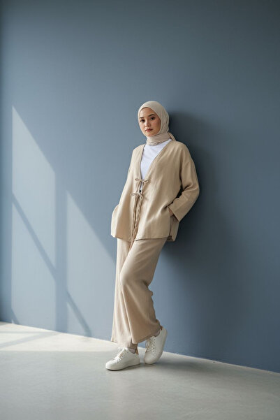 ENDAMIM Keten Pantolonlu Takım