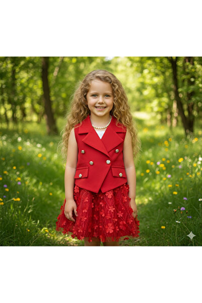 N.S.K NEWSTAR KİDS Girl's Suit with Vest and Skirt