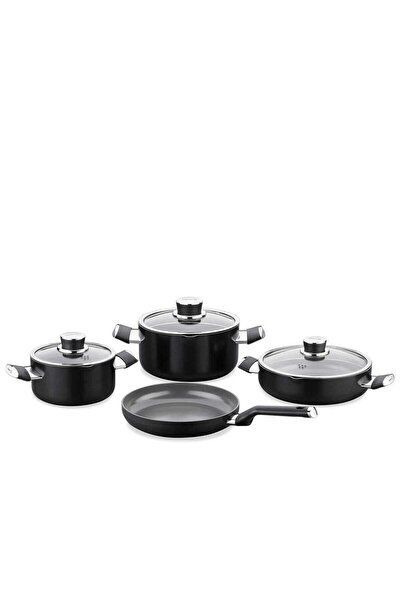 KORKMAZ طقم أواني طهي جرانيت سيراميك لينا، ٧ قطع، أسود / A3891