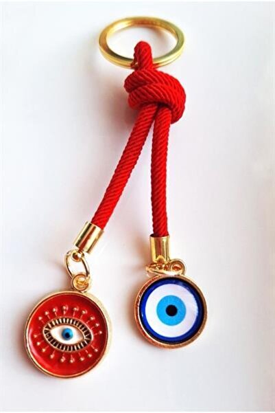 Svc Aksesuar Gift Double Evil Eye Beaded Red Lucky Keychain