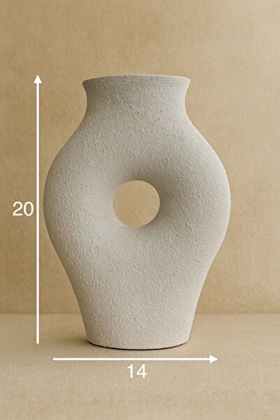 peblee 3d Plastik Taş Görünümlü Vazo Whitestone