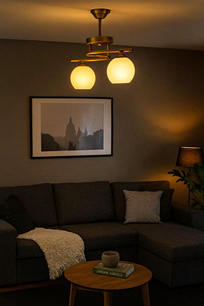 Uçar Fuji Modern Tasarım Yatak Odası Salon Mutfak Oturma Odası Renk Camlı 2 li Avize