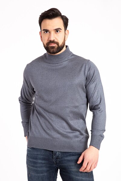 Mutlu City Чоловічий тонкий вовняний трикотаж, прямий крій, комір-стійка, кофта з коміром-стійкою 5140