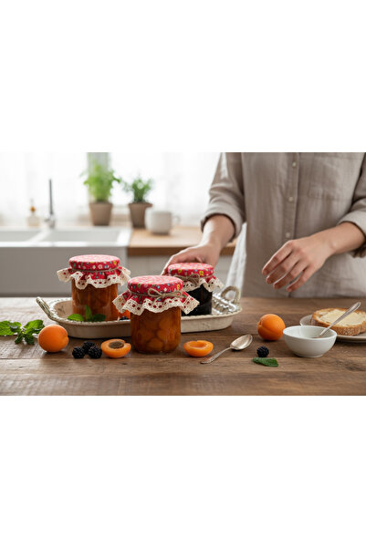 AdaEsintisi 6 Pieces Self-Adhesive Red Crispy Flower Jar Lid Cover/Hat