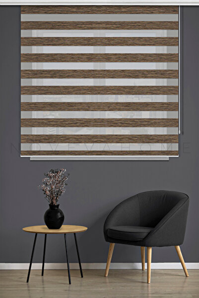 Noveva Home Bambu Zebra Stor Perde 1003 Kahve Ofis Mutfak Balkon Çocuk Odası Yatak Odası Salon Perdesi Lüx