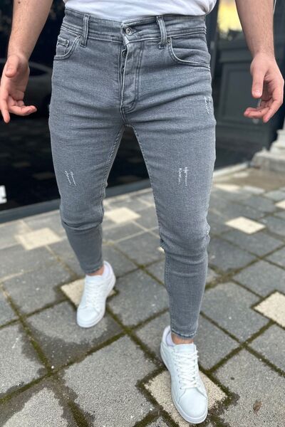DOPPİO'N DENİM Erkek Füme Slim Fit Dar Paça Kot Pantolon