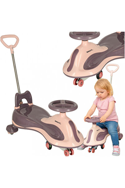 Ikonka PlasmaCar SwingFix S2 Pink cu maner parental,lumini LED,Roti silentioa...