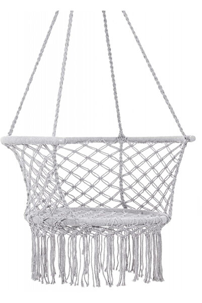 Ikonka Hanging swing with backrest, for yard or garden, with cotton ropes and metal frame, diameter