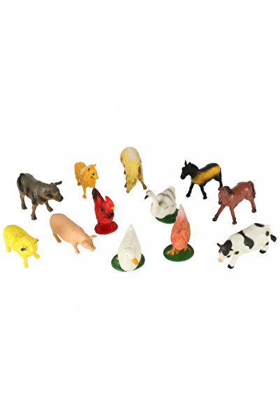 Ikonka Set of 12 educational domestic animal figurines for children