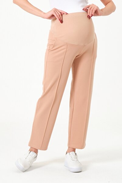 KATLİN MATERNİTY WEAR Hamile Beli Ayarlanabilir Eşofman Altı , Likra Pamuk Karışımlı Kumaş, Yüksek Bel, Önü Dikiş Detaylı