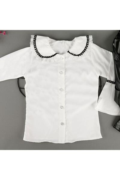 bebegci Leather Look Scallop Collar Shirt and Trousers 2 Piece Girl's Suit