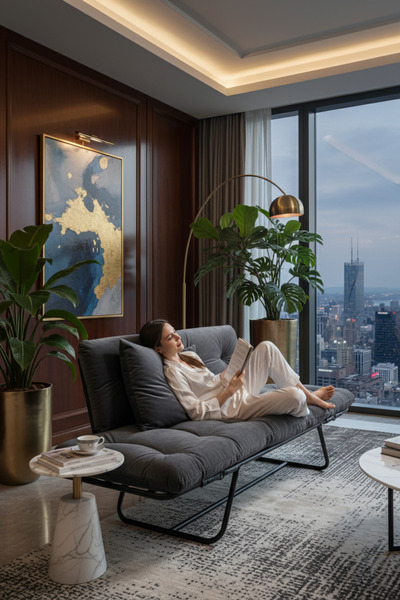 Berta Concept Bhusra Yatak Olabilen Mekanizmalı Ikili Kanepe Kolları Açılan Yataklı Koltuk Füme