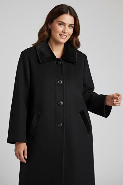 SENFONİ Düğmeli Yakası Kürklü Hırkası