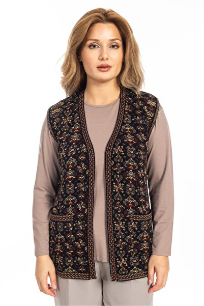 Mutlu City Етнічний трикотажний килим Жіночий жилет - 1070