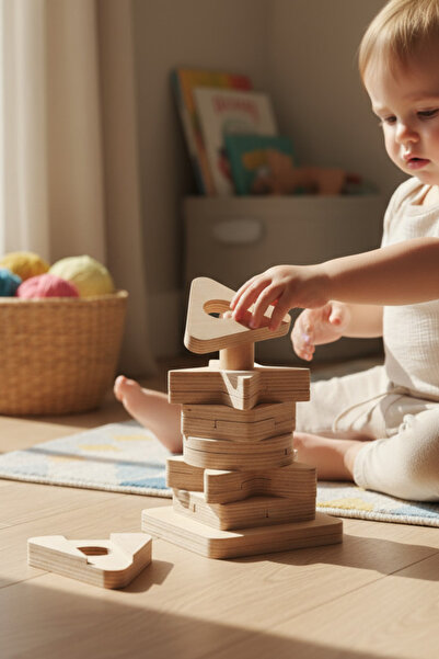 MONTETOYS لغز خشبي تعليمي مزدوج هندسي عمودي