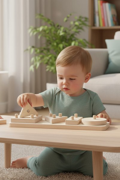 MONTETOYS Wooden 4-Piece Puzzle Geometric Puzzle