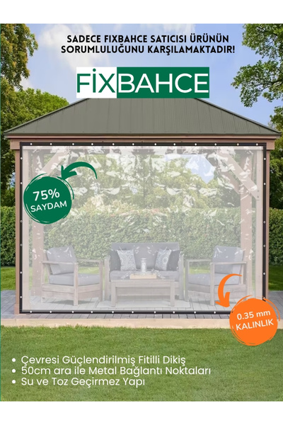 Fixbahce FixBahçe 2mx2.5m Şeffaf PVC Rüzgar Geçirmez Naylon Branda