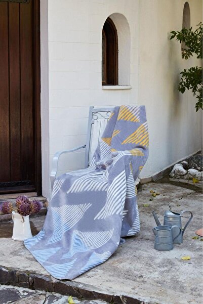 SİHİRLİ AYAKLAR Single Blanket Plush Blanket Gray Geometric Pattern