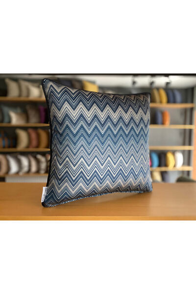 Fabricland Ithal Ipek Kadife Missoni Desen Kırlent Kılıfı 43x43cm (çift Taraflı Desen)